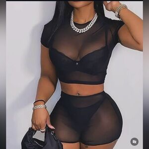 Black Sheer Two-Piece Set